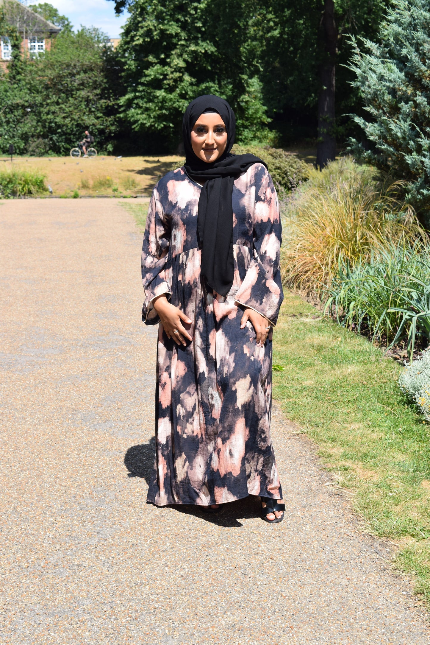 Modest Tie dye Maxi dress in Shadow Bloom