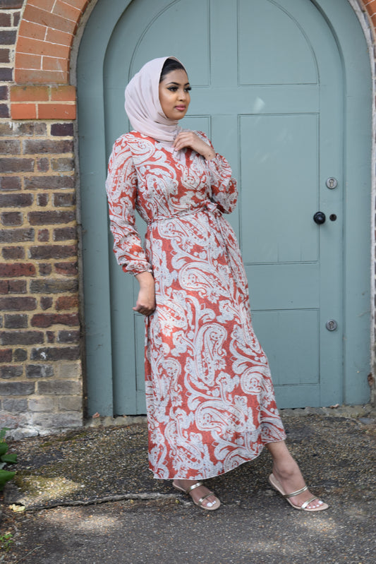 Tea Party Paisley Chiffon Wrap Maxi dress