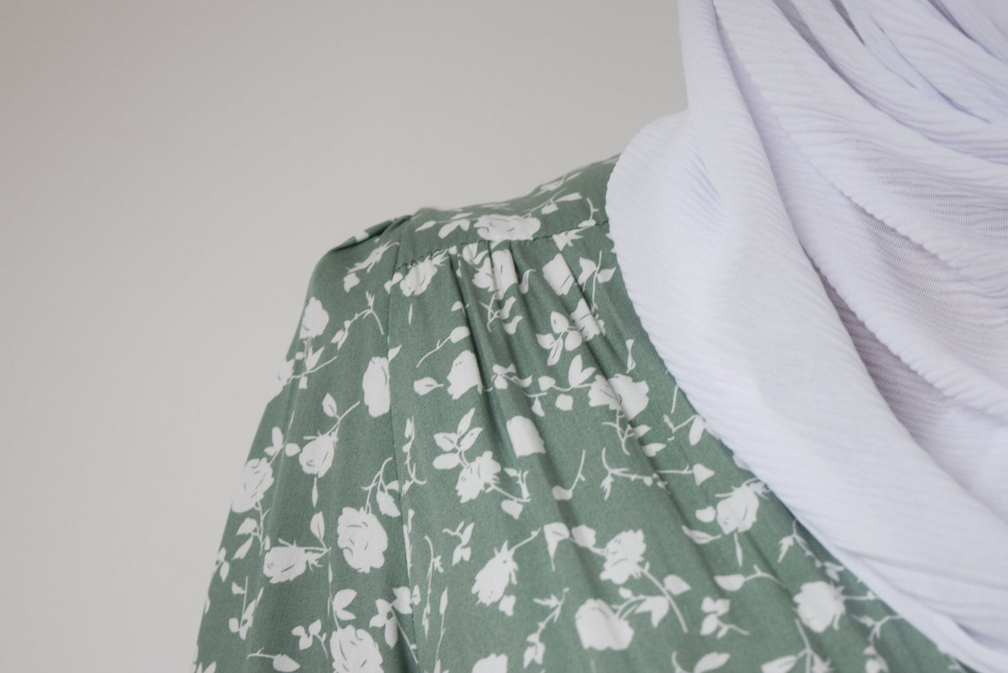 Modest Maxi floral wrap dress Pale Green  - UK sizes 10-20