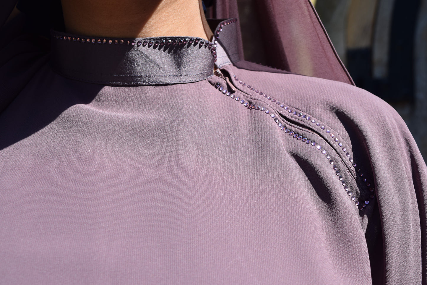 Maryam Double layered Satin chiffon Farasha Abaya Heather