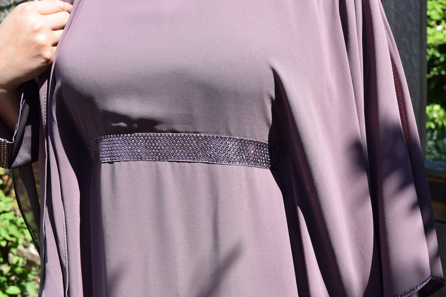 Maryam Double layered Satin chiffon Farasha Abaya Heather