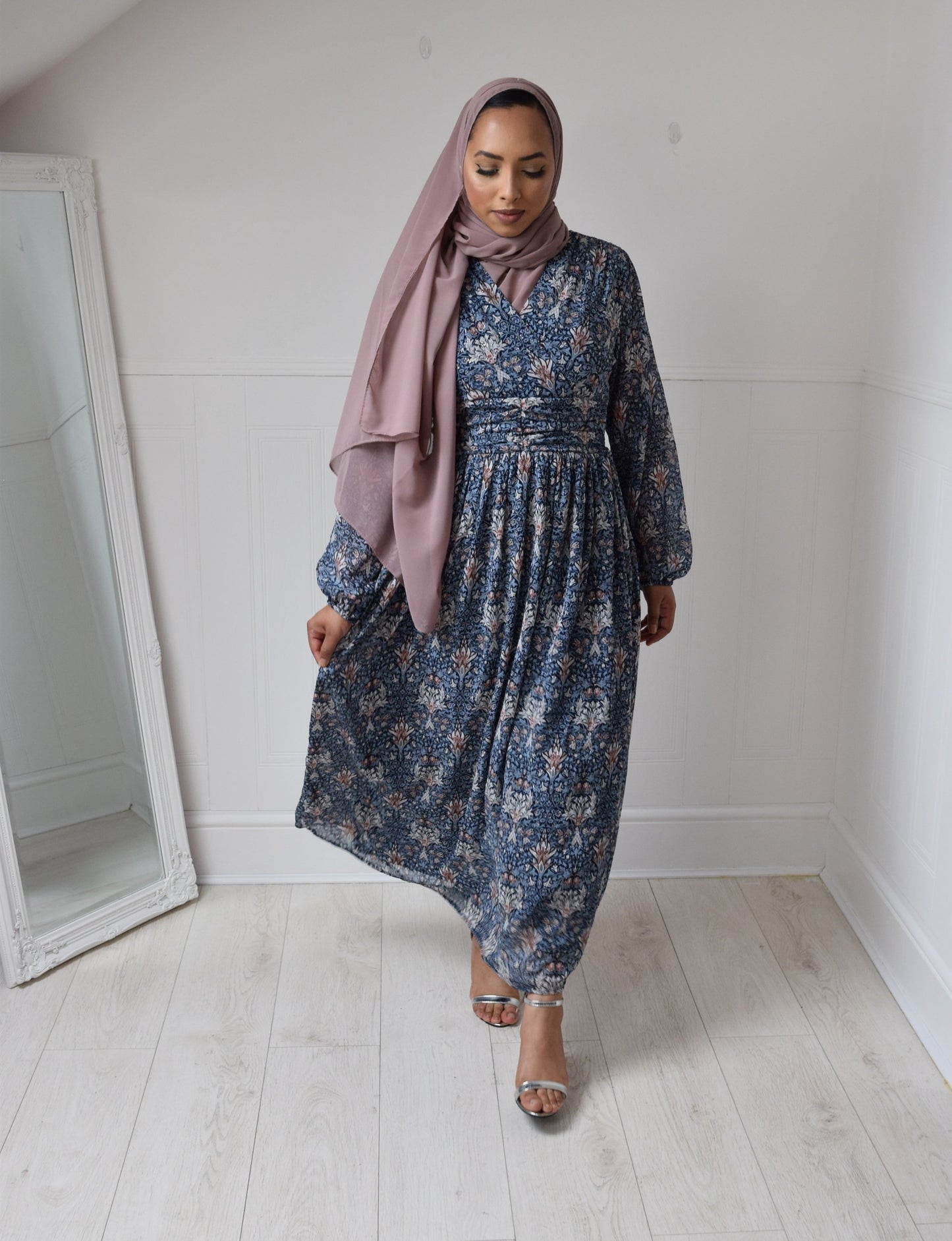 Tea Party Summer Blue Print maxi dress