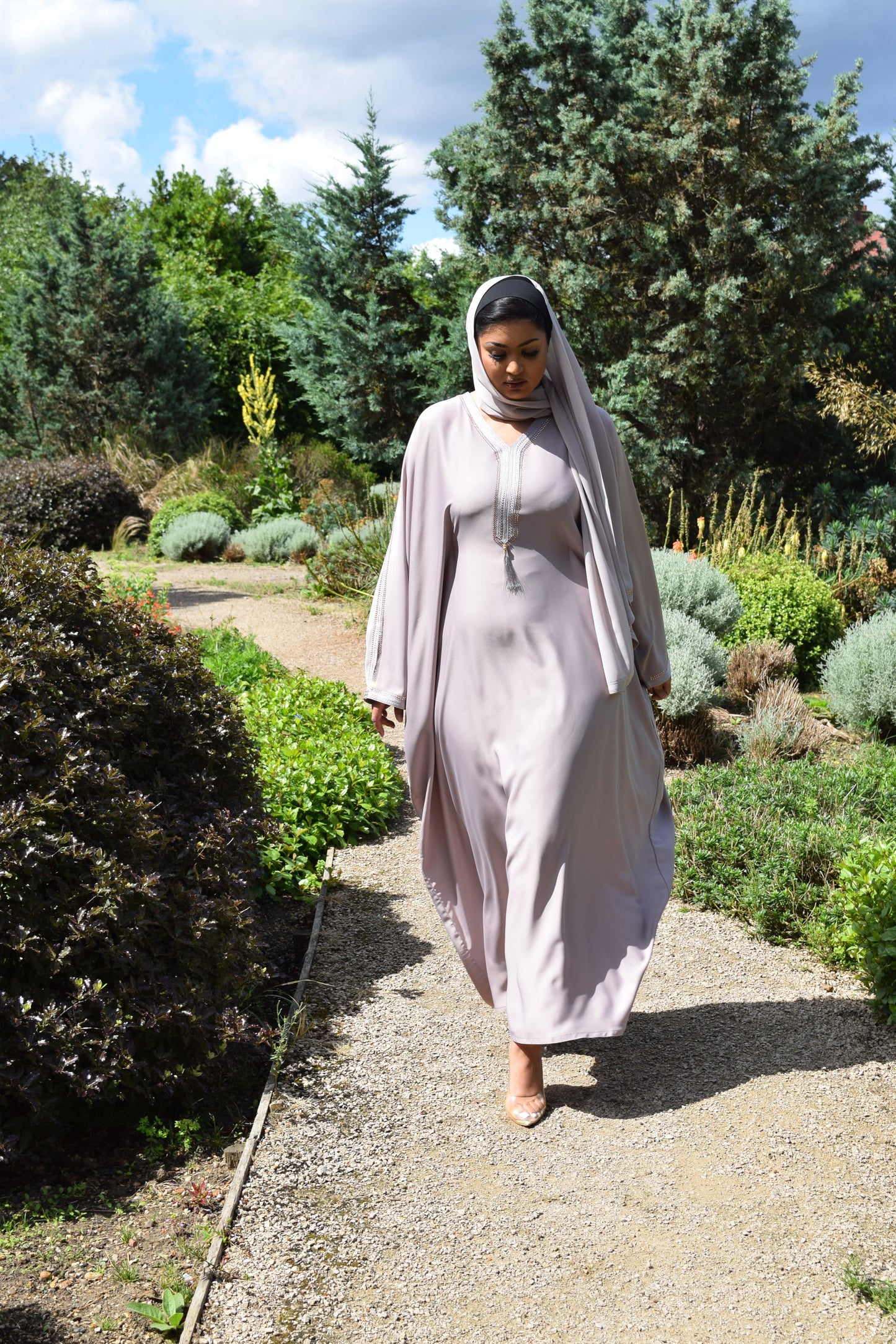 Hayat Modest Batwing Abaya in Latte Trim