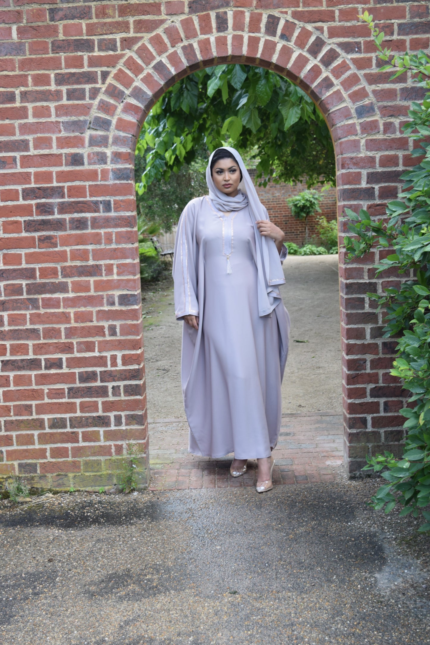 Hayat Modest Batwing Abaya in Latte Trim