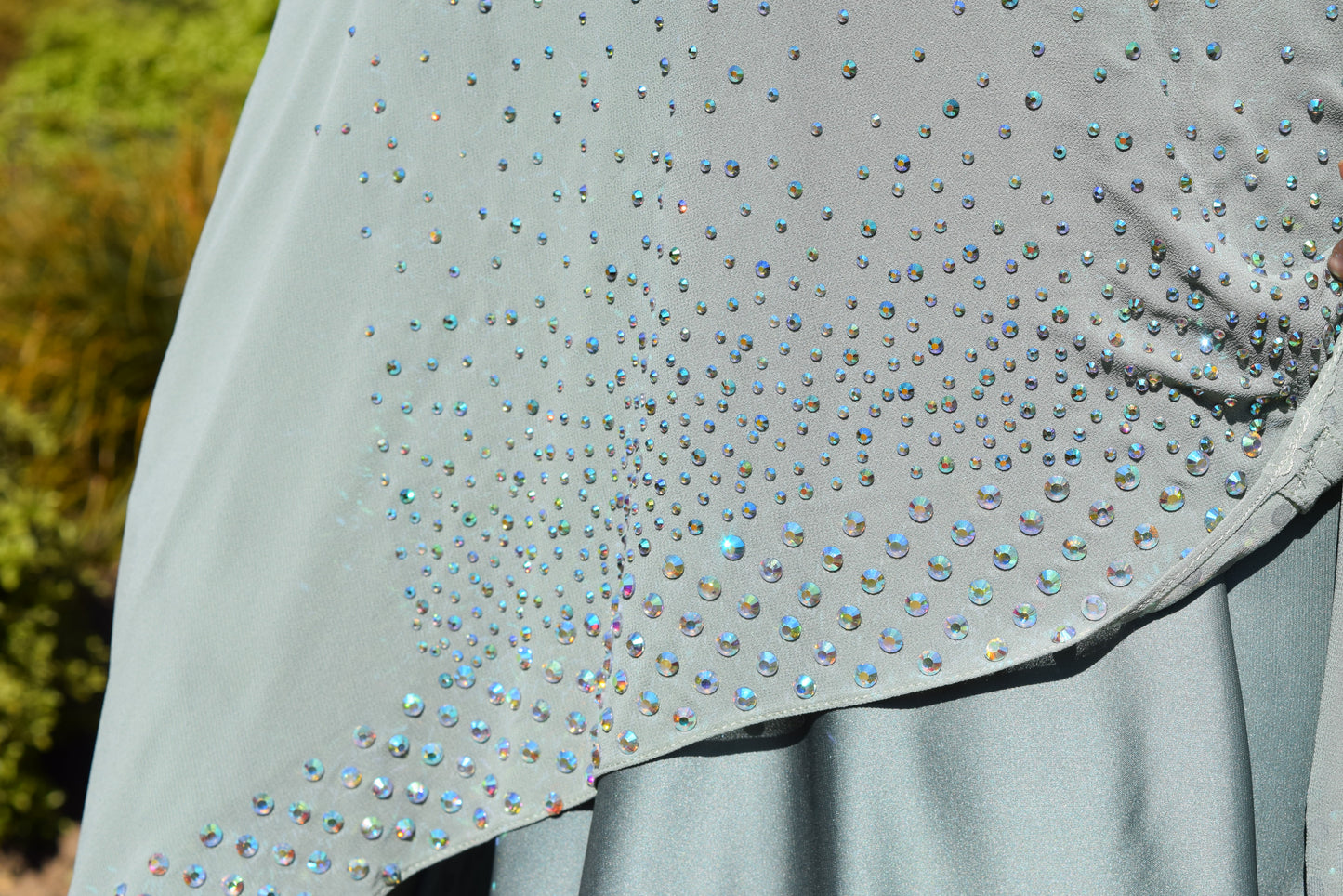 Embellished Premium Chiffon cape Abaya with a Satin inner Aqua Green