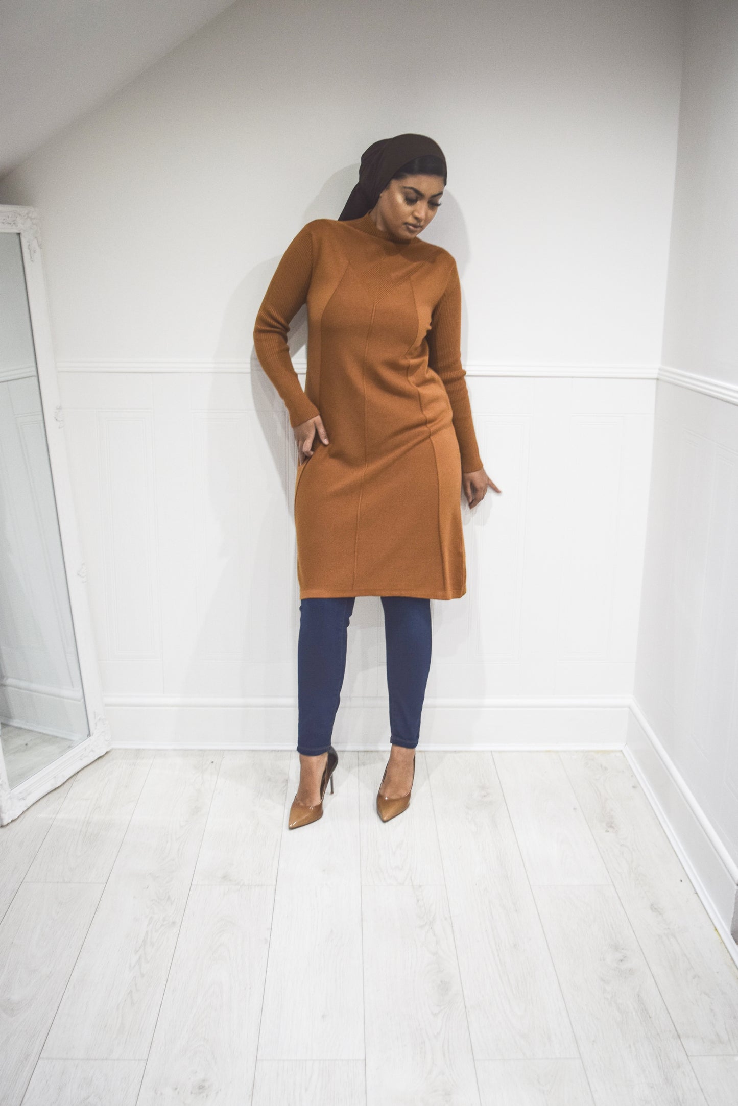 Diamond Aline Knit dress Caramel Tan