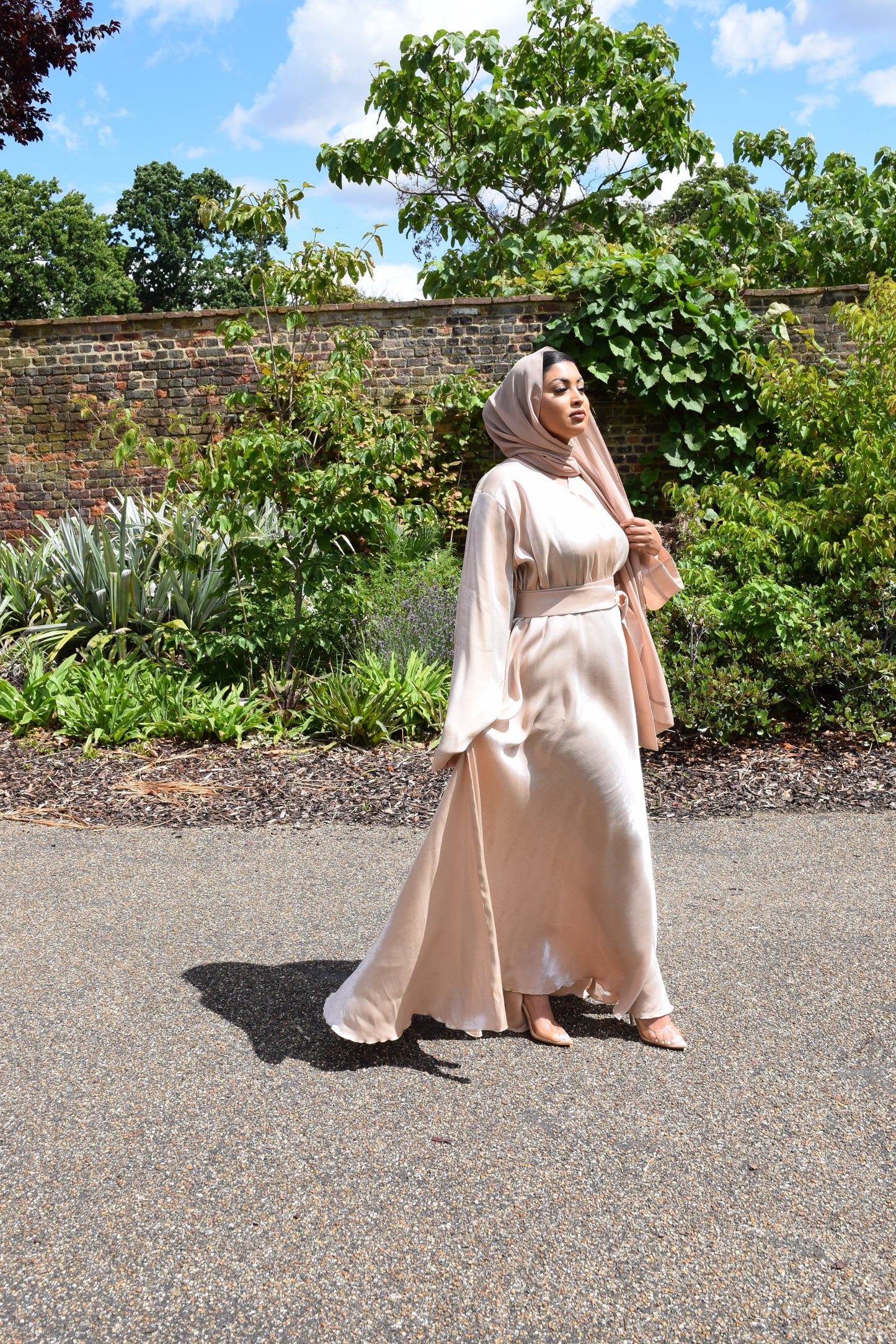 Amalia Wrap Butter Cream Shimmer Flare Abaya