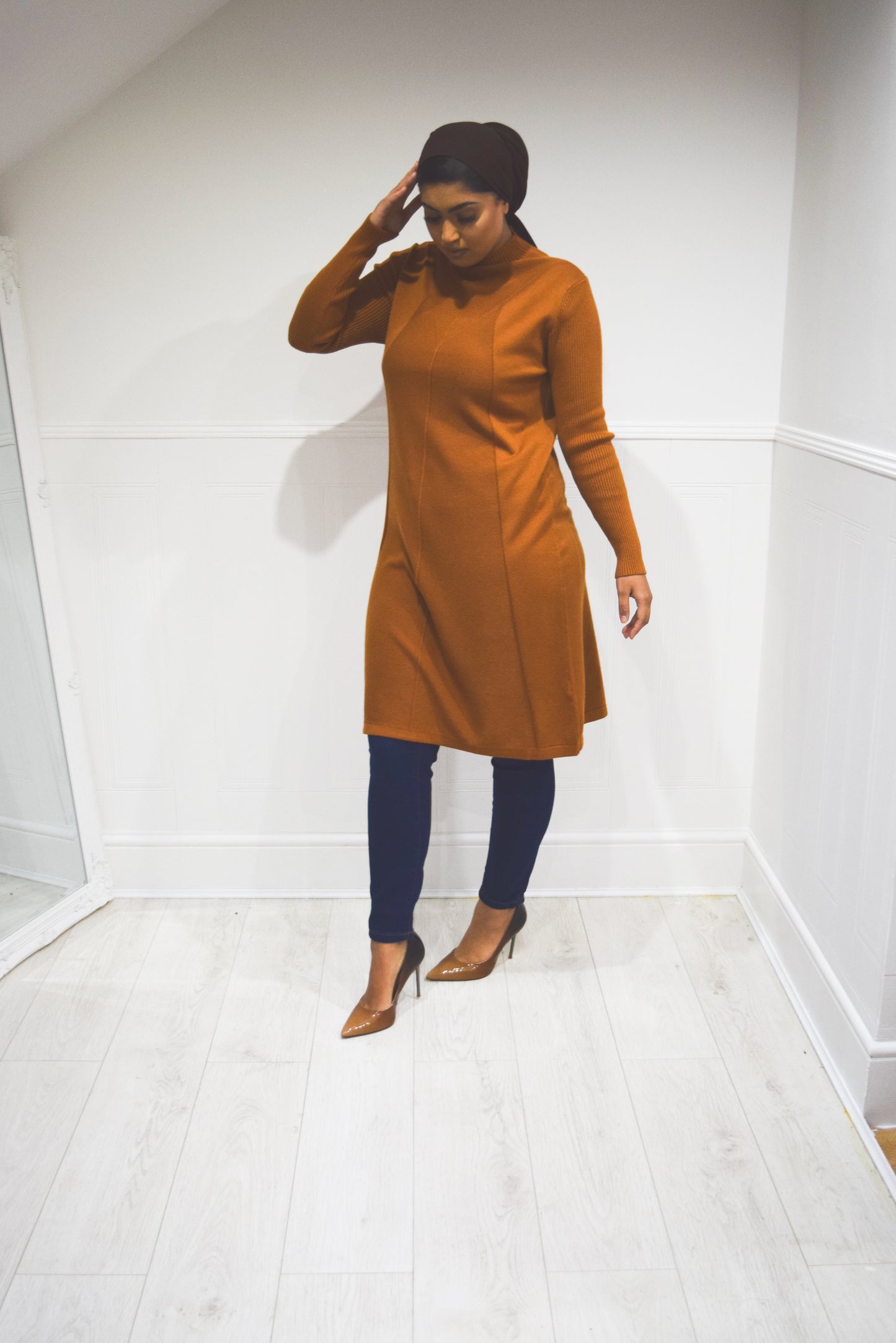 Diamond Aline Knit dress Caramel Tan