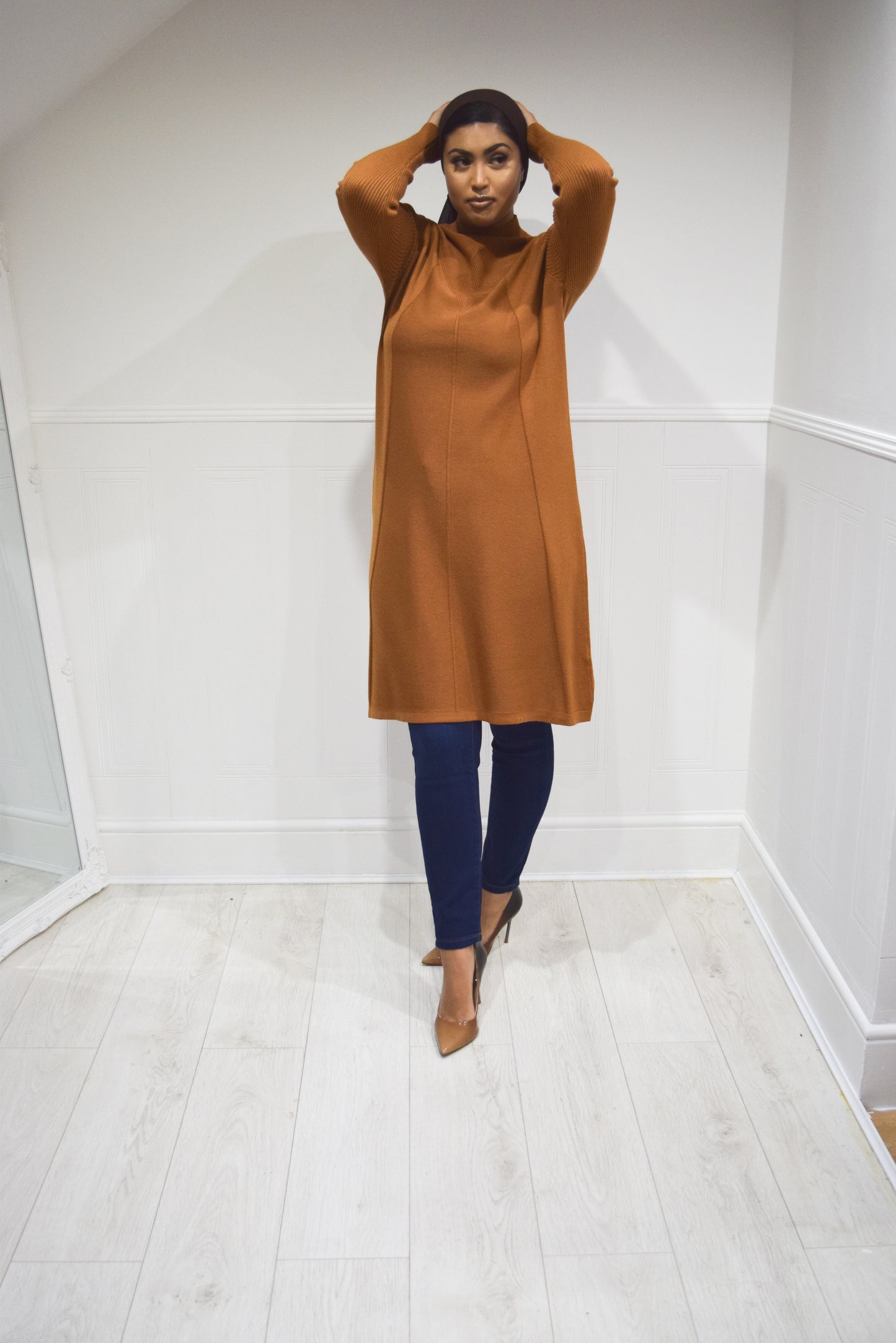 Diamond Aline Knit dress Caramel Tan