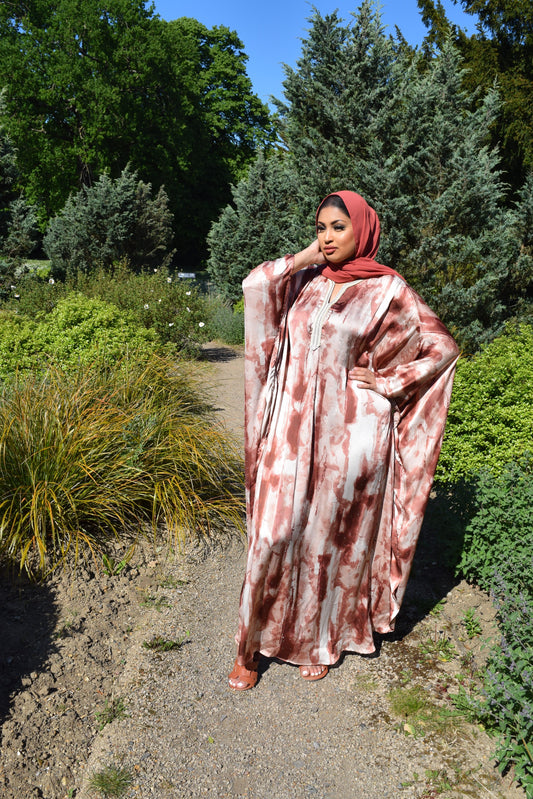 Summer watercolour Farasha Abaya in Fine Crinkle Blush Pinks