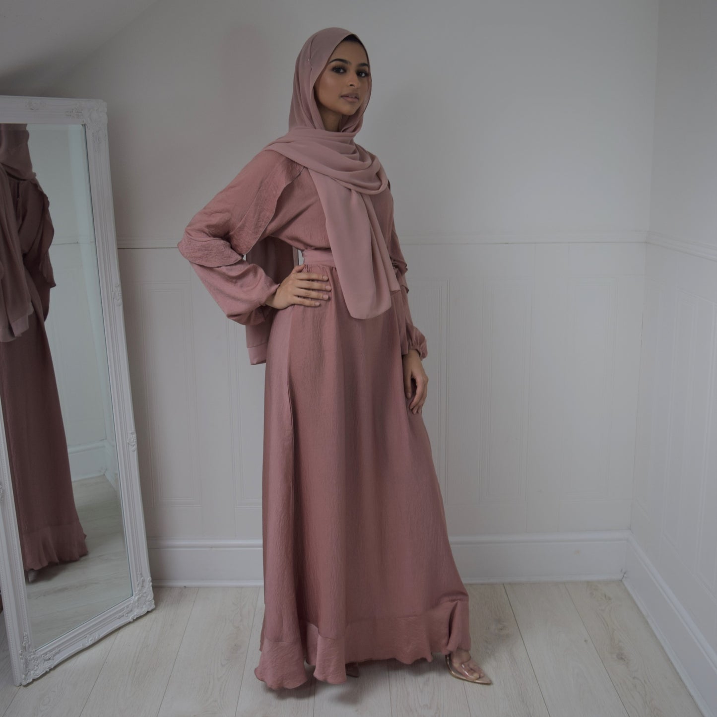 Amani A-line Contemporary Abaya Dusky Pink