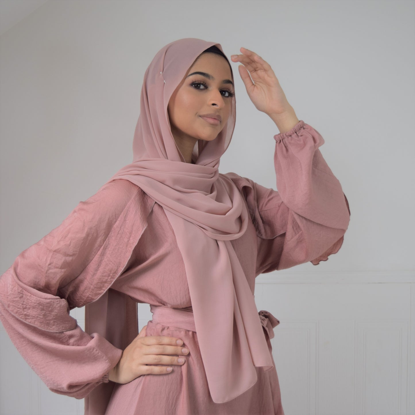 Amani A-line Contemporary Abaya Dusky Pink