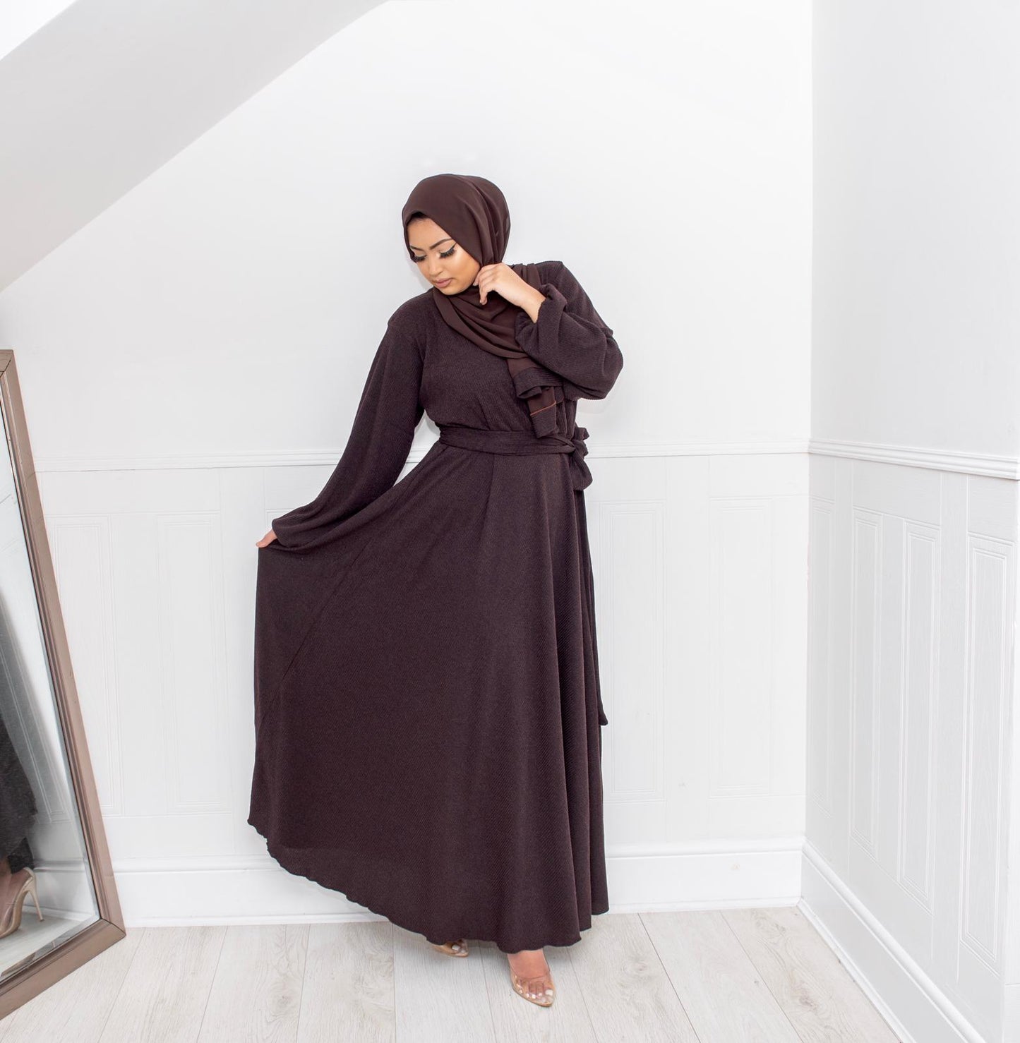 Amal Abaya knit Jersey : Dark Brown