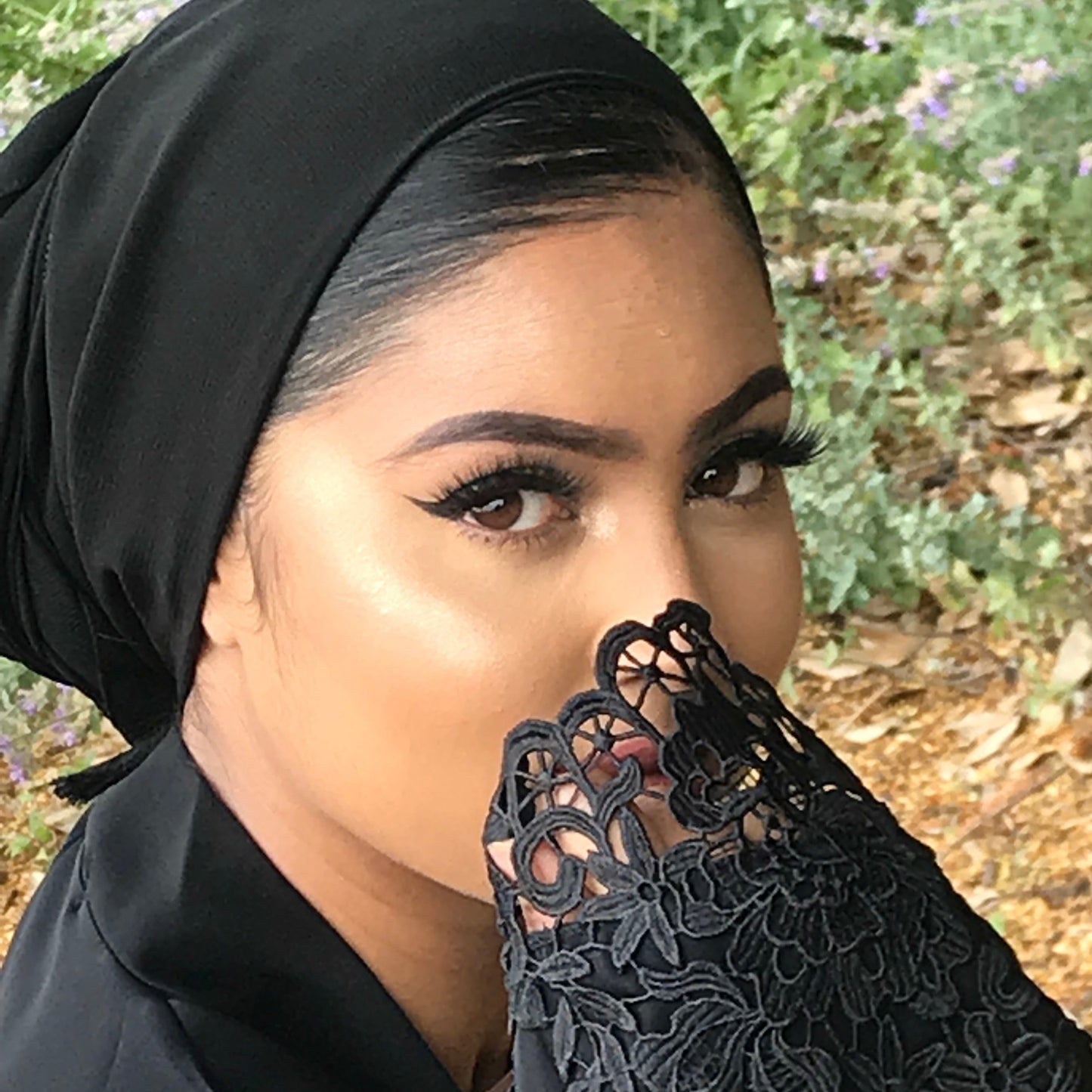 Vintage Doll Black Net and Nidah Open Abaya