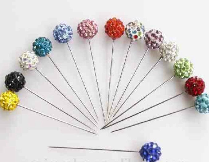 Hijab Pin Diamante Shamballa ball - 12 in a set