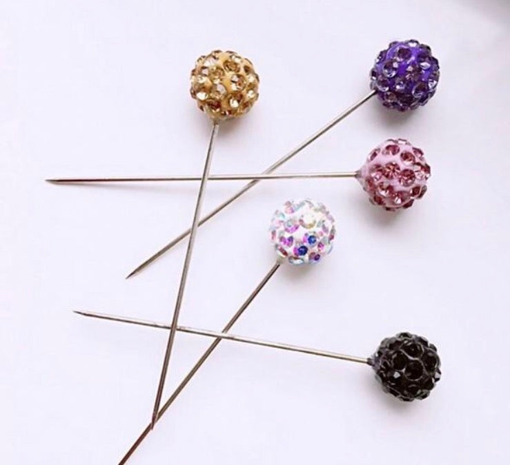 Hijab Pin Diamante Shamballa ball - 12 in a set