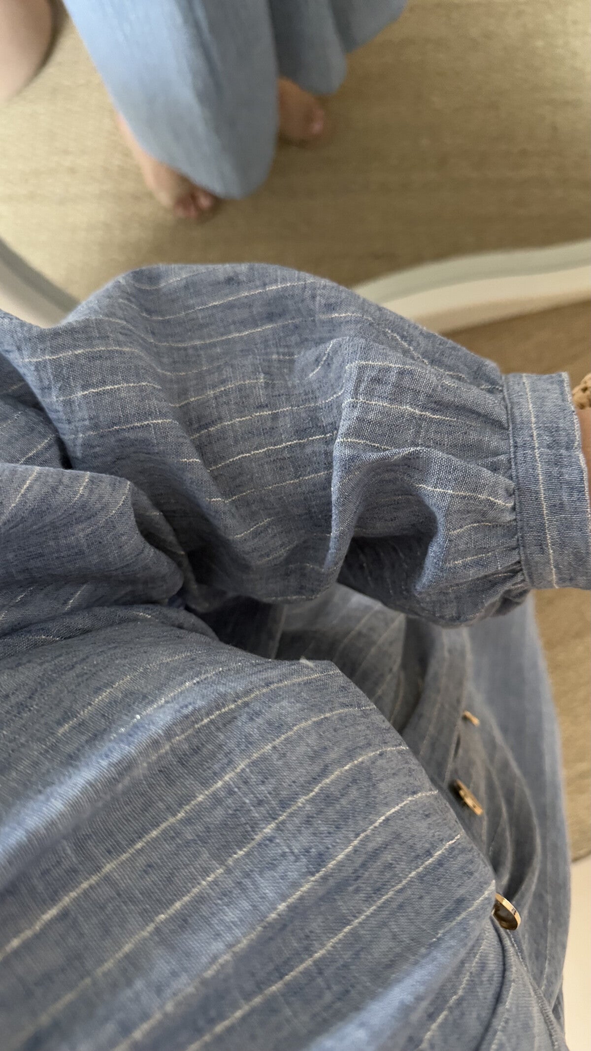 Modest Maxi shirt dress in a pin stripe linen blend-  4 shades
