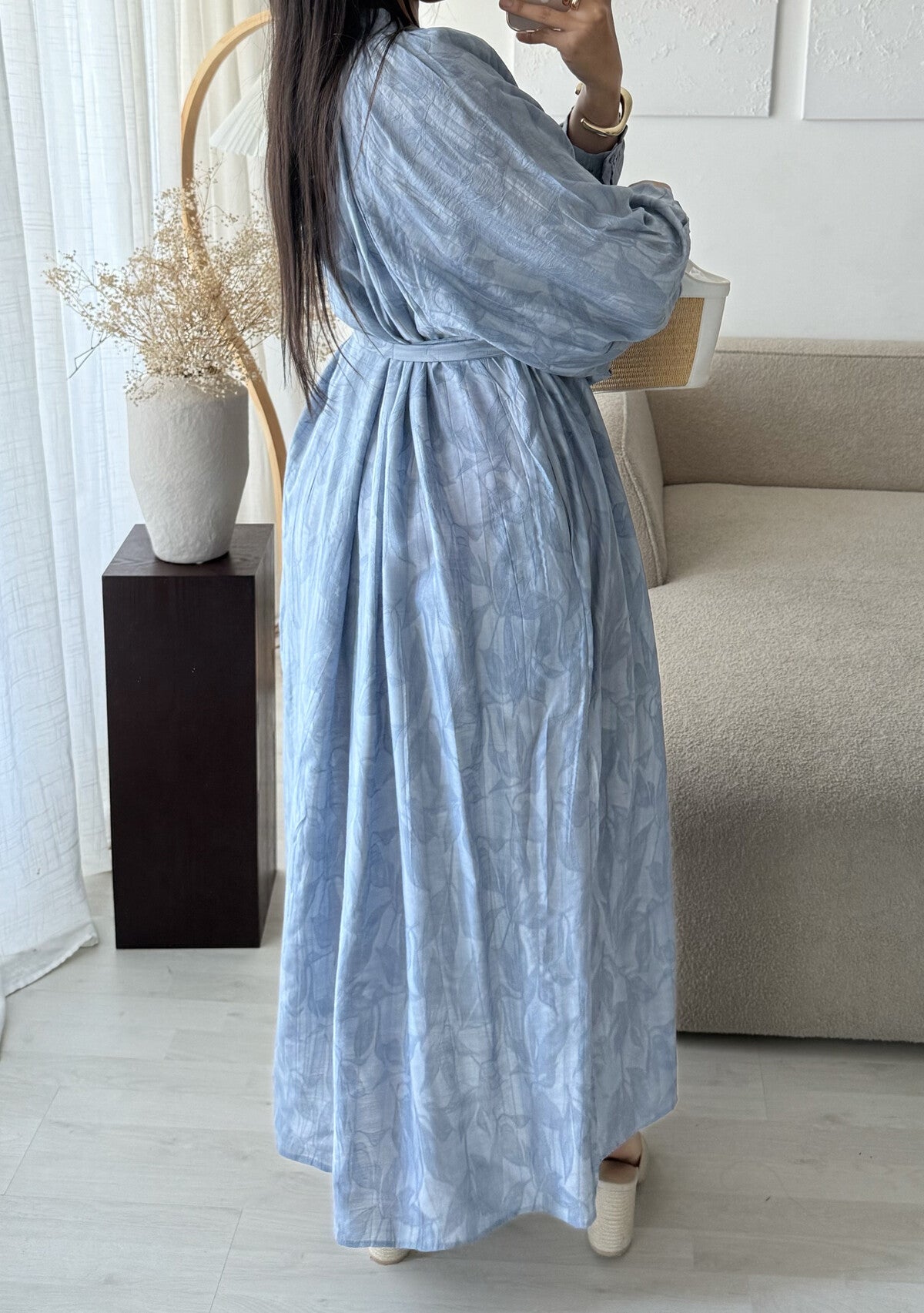 Modest Maxi shirt dress in a jacquard floral self print -  4 shades