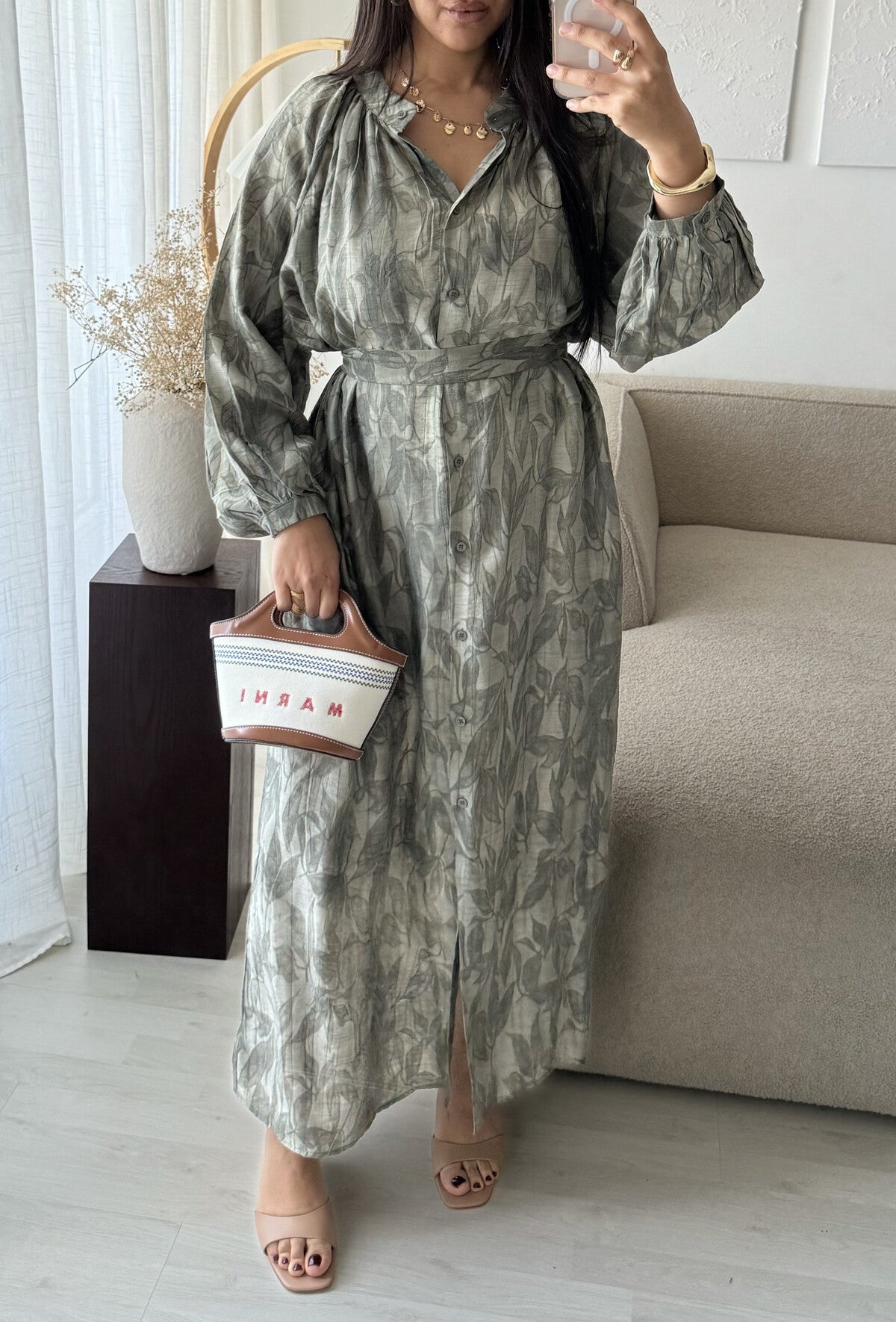 Modest Maxi shirt dress in a jacquard floral self print -  4 shades