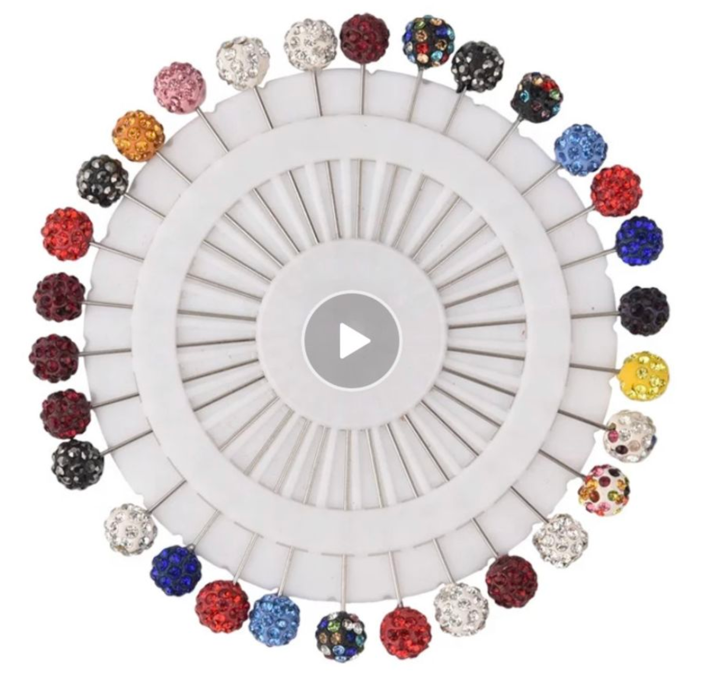 Hijab Pin Diamante Shamballa ball - 12 in a set